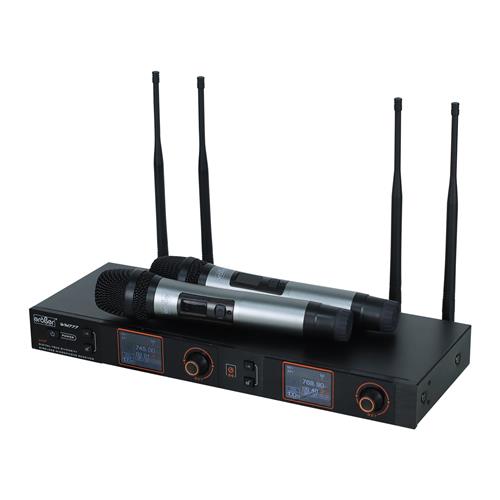 MICROFONO INALAMBRICO DOBLE UHF CON EFECTOS PARA RACK